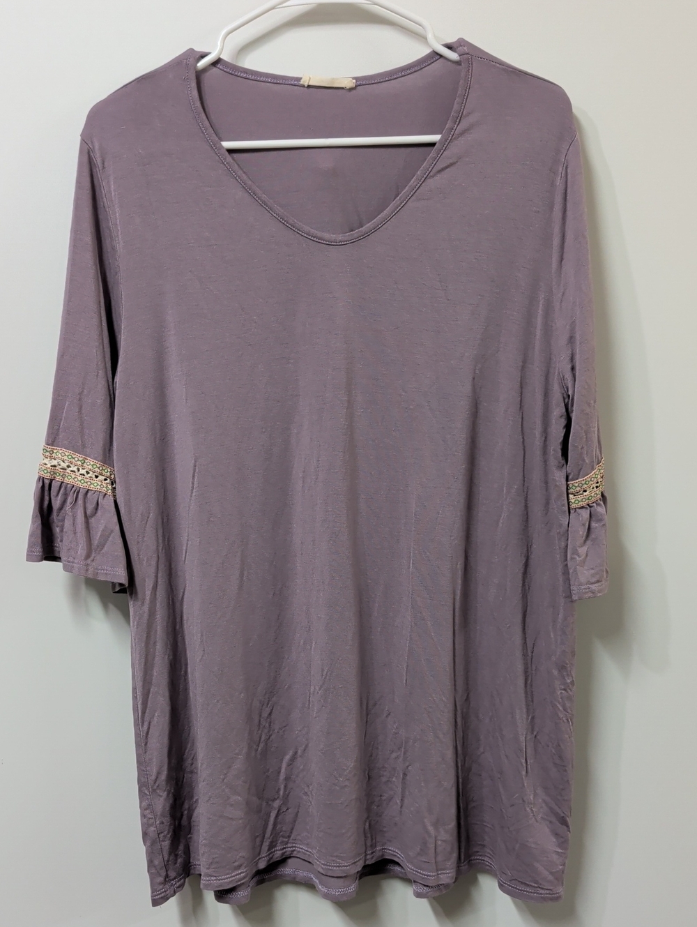 🎁 Oddy Light Plum Crochet Flutter Sleeve Top Size 1X